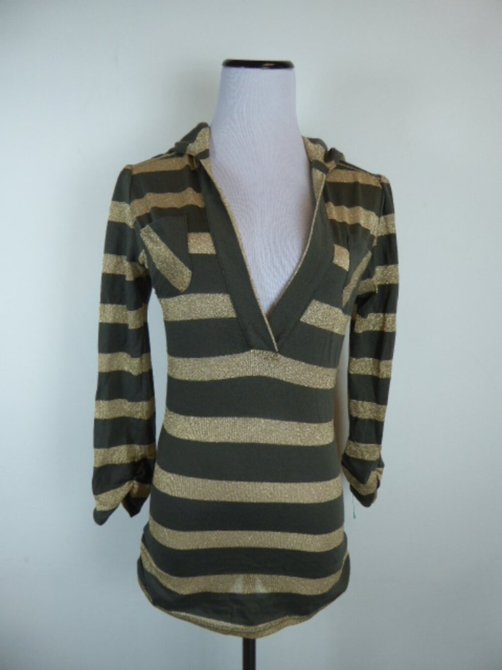LaROK Hooded top gold green stripe S